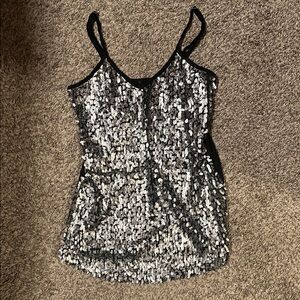 BKE Black and Silver Sequin Camisole